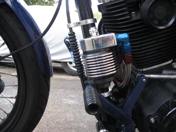 My custom large capacity oil filter canister and custom mount.