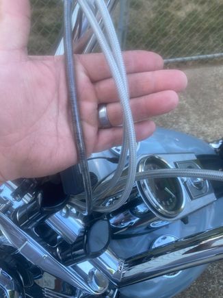 my issues with HCC. the brake line is way darker than the cables. they say it's because of different  manufacturers. Motion Pro cables. the brake line had no branding. 
