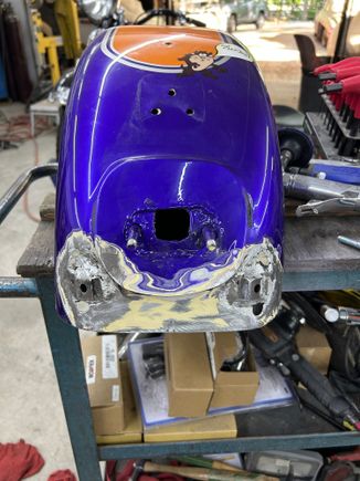Welded the new brackets in the fender that I made as the bolts come in at a forty five degree angle as my fender is a lot wider than the stock  fender as you will see the turn signal bar i'm going to use 