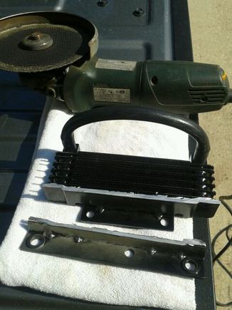 oil cooler from 2014 street glide ...modified for mounting on 94 springer
