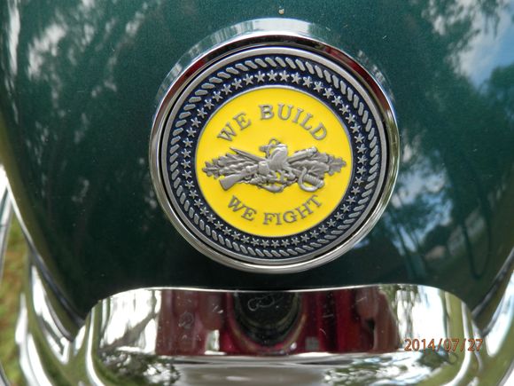 this is the flip side of the challenge coin I have mounted on the front fender (it covers a scratch)