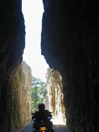 Driving through the rocks in Sturgis.