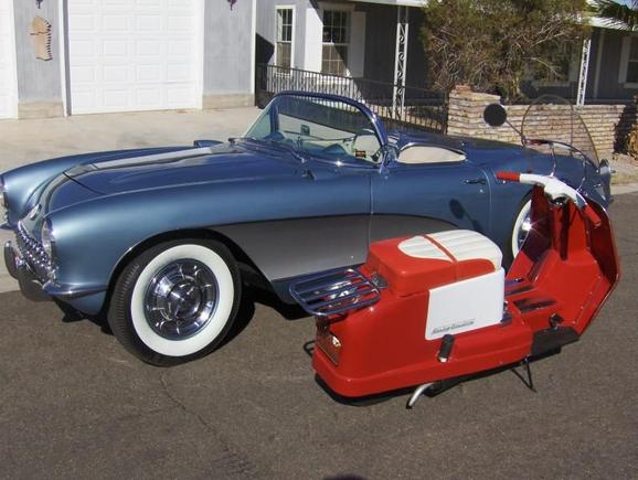 Corvette and Topper.  The Corvette is a '56 and is my old lady's.