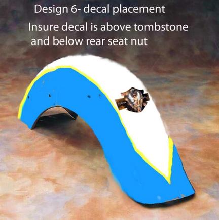 R FENDER Decal scheme. All of this was sent to the shops painter, who unfortunately for me, was not local, but rather in St. Louis, Missouri! So I could not check on the work as it progressed, nor did I know the painter. However it turned out that the painter was well known in biker circles in the Midwest, had a website, and agreed to send me progress pix for my OK before going on to the next step. Those of you living in the Midwest might know "Painter Tom". I can't find him on the web anymore. I hope all is well with him.