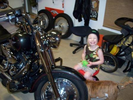 Hannah helping me work on the "Harrey" as she calls it.