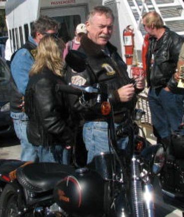 shelter island ferry. with 3 brothers (3 harleys and one vulcan)