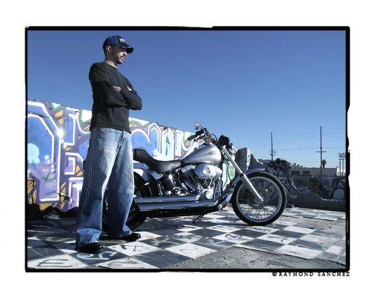 Trying to look like a "Hard-Core Biker"