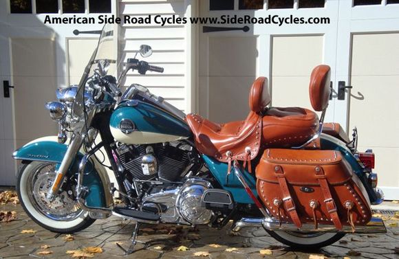 Tan Road King Leather Saddlebags at www.SideRoadCycles.com