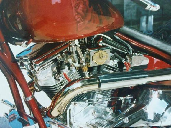 Goose neck home made frame - Special exhaust &amp; paint - special all polishing motor by Ritchie's polishing - And special "laiton" HD logo..&amp; Ness cover..