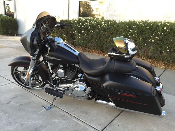 Picked her up 10/03/15...since then I've put on 10" L.A. Choppers Twin Peaks handlebars with HD short stem mirrors (under mounted), HD black "Get A Grip" hand grips, SoCalMotoGear 6K HIDs, K&N Filter, and more to come!!