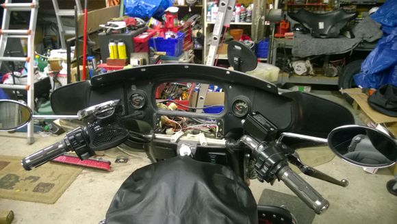 Fairing teardown before new 10" bar upgrade.