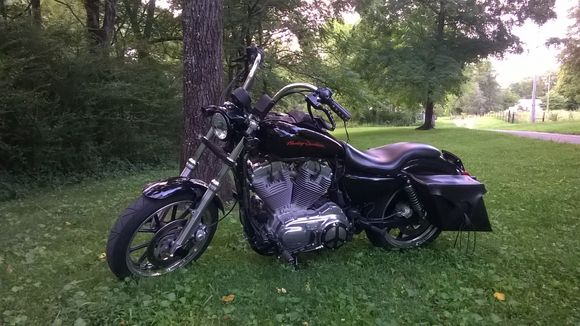 2011 HD xl883l with my homemade leather bags