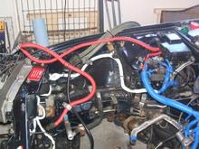 Passenger-side engine-bay. Before dropping engine I also re-insulated the a/c lines to ensure temp's were maintained and a/c stayed cold.