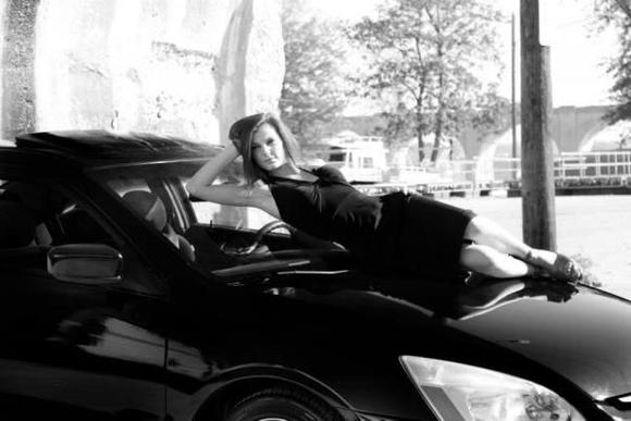 old friend of mine posing on my car during photo shoot