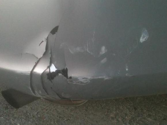 Got hit. ouch :(. I have new bumper now