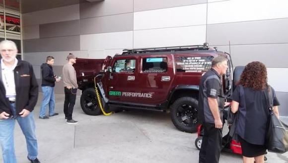 Vehicle on display at south hall entrance to SEMA 2105