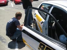 my buddy dan checking his tire pressure before getting on the track