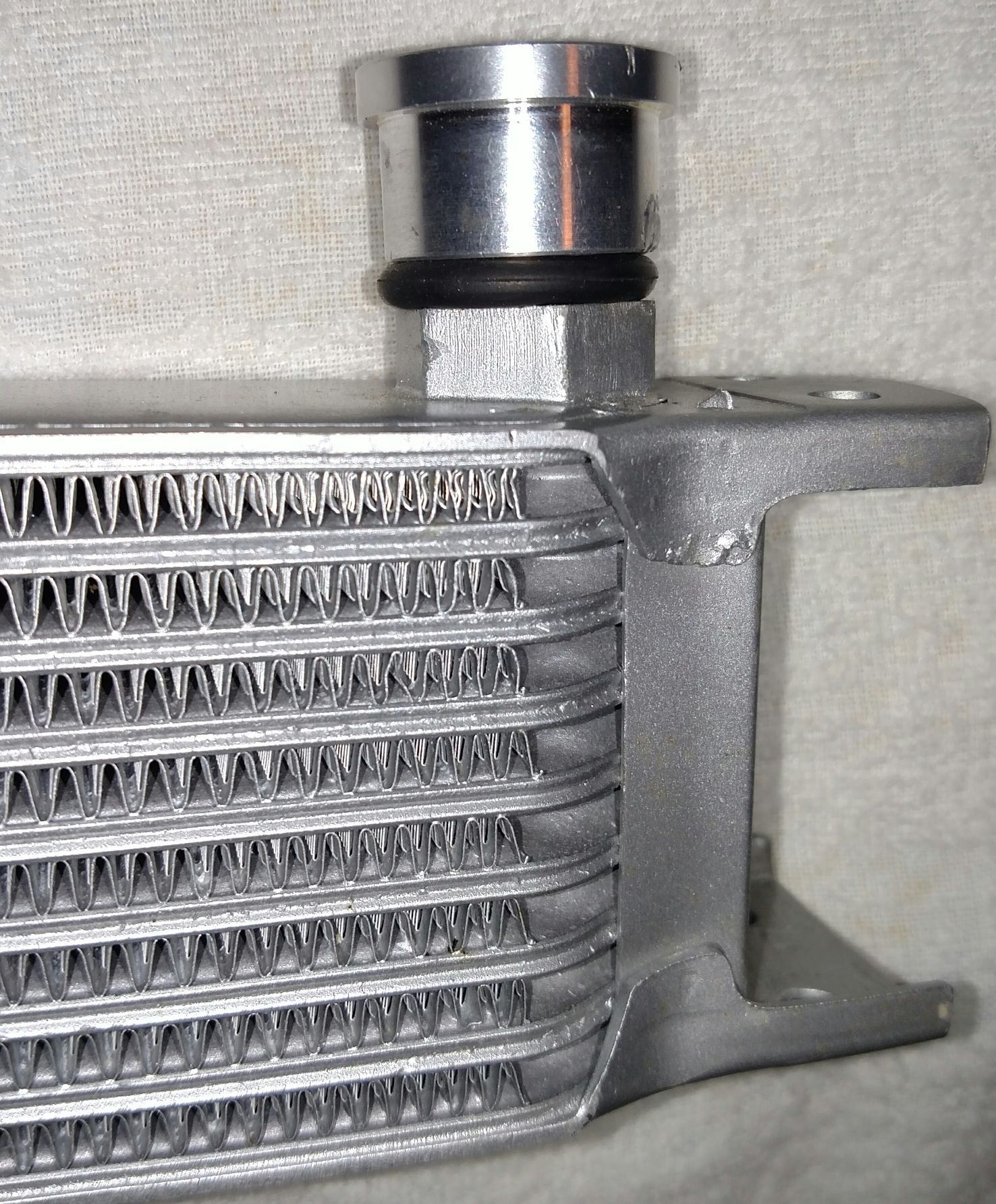 Bung screwed onto new cooler with 