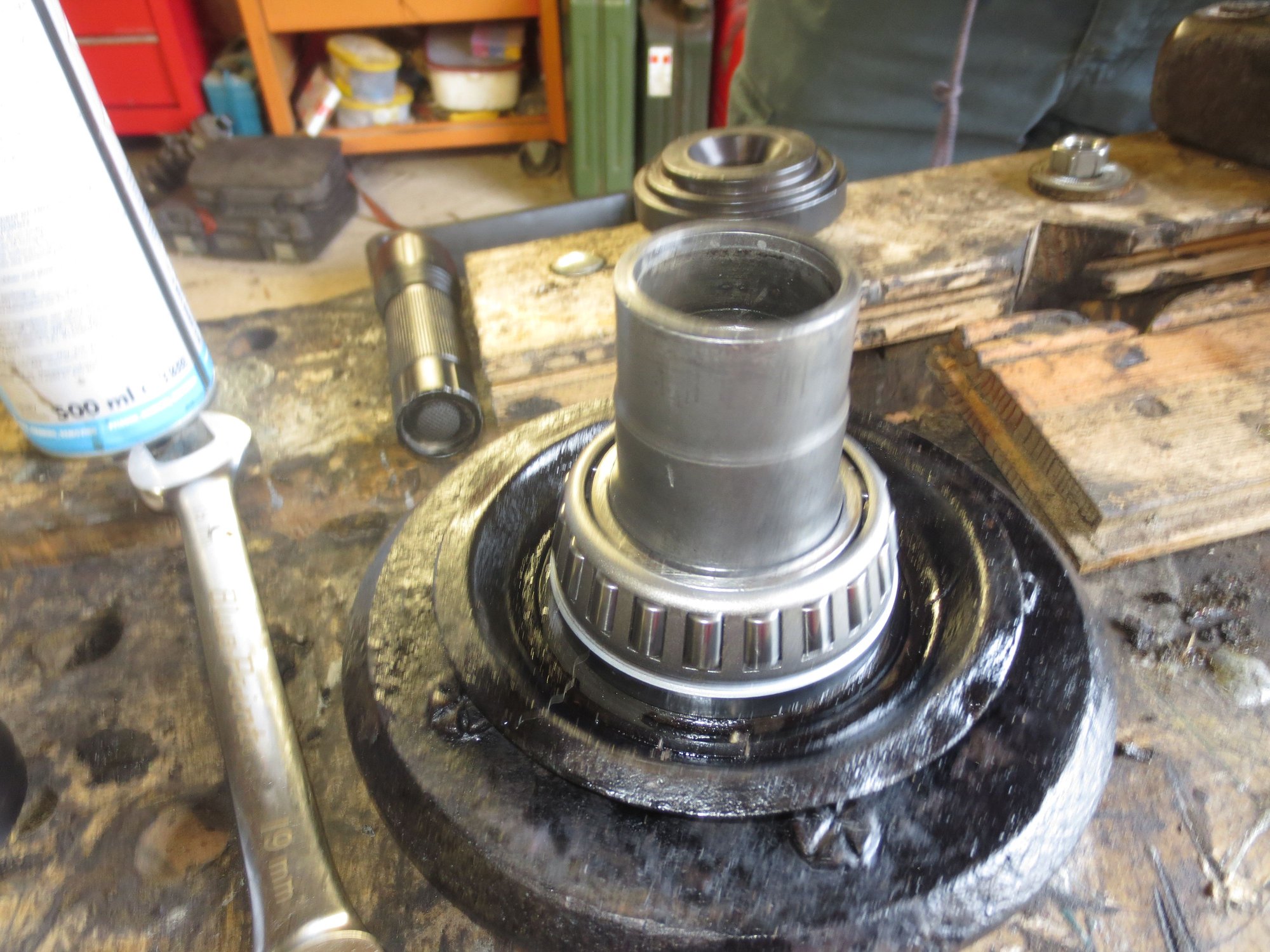 New outer bearing inner race drifted into position