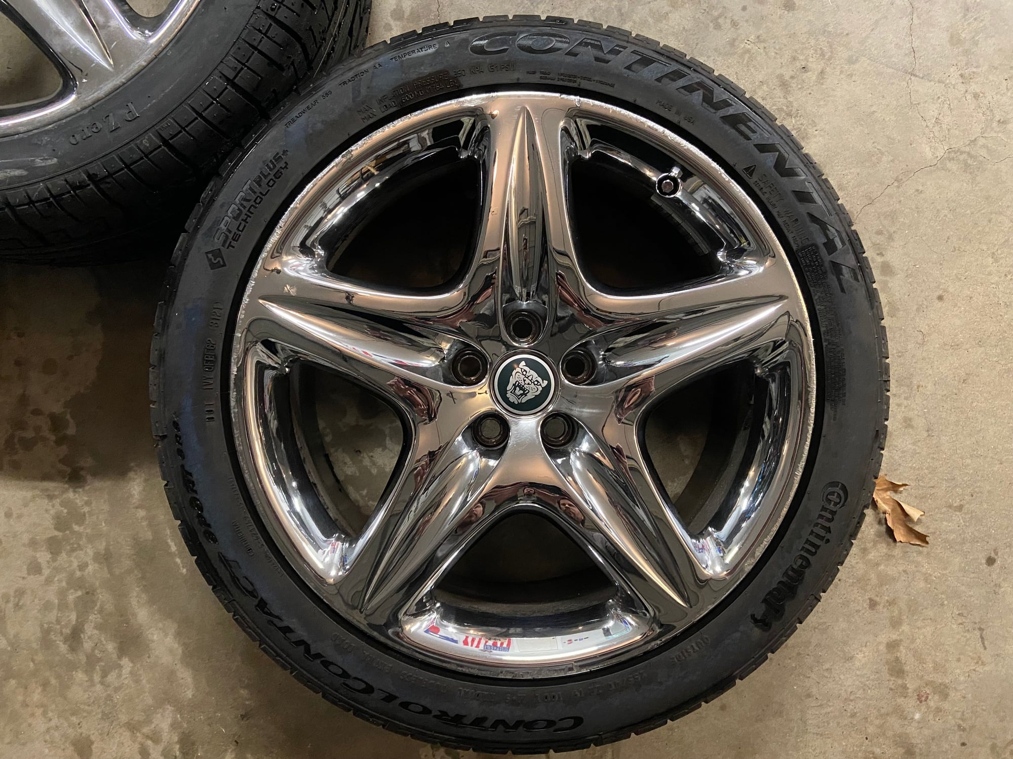 Wheels and Tires/Axles - 2005/X350 Jaguar XJ OEM 'Custom' chrome 5-spoke 19" wheels, recent Continental tires - Used - 2004 to 2006 Jaguar XJ8 - Coppell, TX 75019, United States