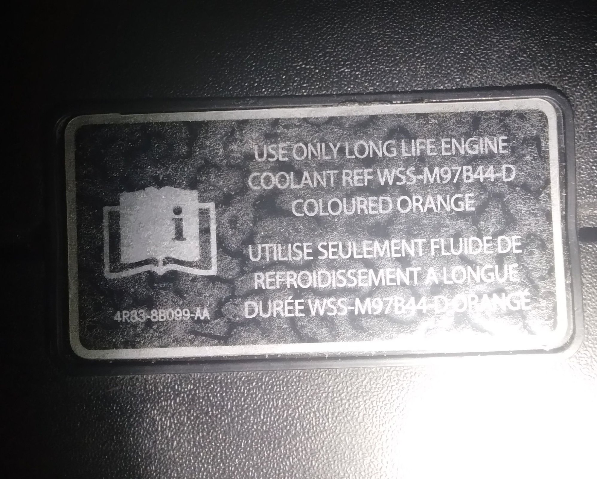 Coolant Label 2011 X351