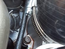 coolant near the bolt in the center of pic