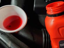 keep pouring until it flows out the fill port