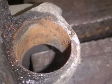 Rust build up on the inside of the bore where the rubber bush sits to locate the guide pins.