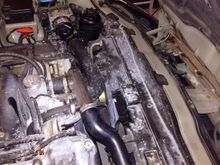 This is with the engine covers off. Everything is visible. You'll need a small mirror to see the bottom bolts for the tube though.