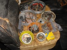 ugly PO's pile of unmarked hardware, etc. found under the good stuff. Bowls and baggies! Really!?