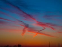 Contrails at sunset