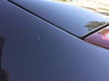 Small ding driver's "C" pillar