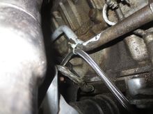 Tied onto the oil cooler feed to keep it off the exhaust