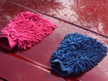 My Car Wash Mitts from a Pound Shop only £1 each. The Quality is Incredible!
The Red One (I mean the 'Cherry one') is for the Bodywork and the Blue one, for below the Water Line.