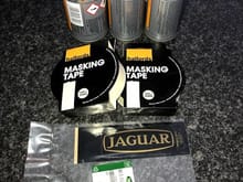 White primer and satin Black aerosol spray paint ,masking tape and new cam cover jaguar sticker