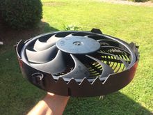 Built-in shroud modifications to ensure the whole area of the radiator is drawn through. This fan sits very close to the core.