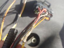 entire male end of connector showing the previous splice at the yellow/power/now red that runs to pin 2 at DCCV