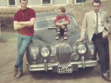 50 yrs ago my first Jag 1958 Mark II 3.4. I'm the cool dude on the left.
