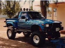 Toyota with 350 chevy. Fun project