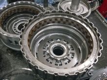 Notice the increase clutch count from OEM. But not all the new clutches fit, because drum height in the 6r80/6hp28 is greater. Also, because of this, when putting the stage 2 clutches, one has to reuse the stock snap-ring, the one supplied is too thin, and there's too much play in the discs