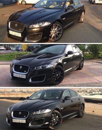 Original color of the stock wheels then after complete black out and then tire stickers trial 