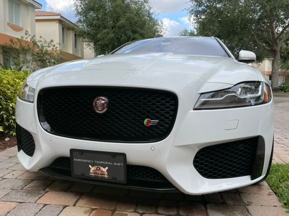 Found a no-drill license plate holder for my Dalek friend.