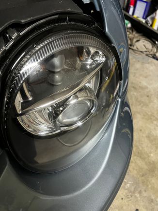 Headlight nice and clear now. Was yellow and hazy. Chap at Houston Halo’s restored them and used a clear coat to protect them. 