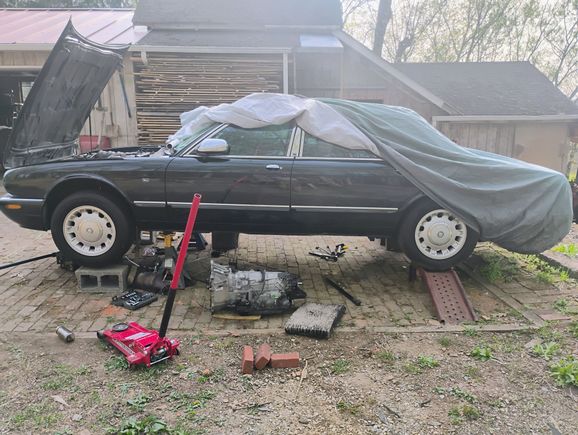 I removed trans and gave it to a friend. Im gonna remove engine too. Im gonna install engine and trans from wrecked xj8 into this car. Im in over my head but here we go.