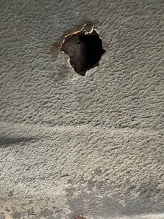 Dime size hole after tapping at another soft area...