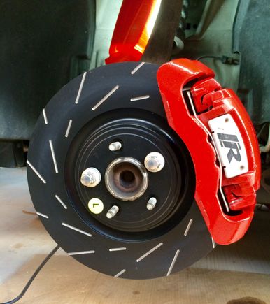 Finished product: EBC slotted rotors and redstuff pads.