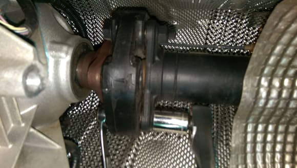 Before you separate the shaft from the trans mark the drive shaft yoke and trans output shaft, you want this to go back EXACTLY the same way you took it apart. Note the arrow on the flex joint points at a flange.