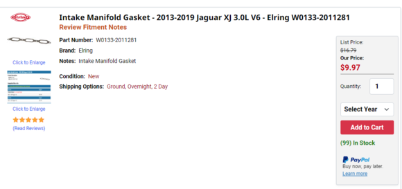 Gaskets purchased