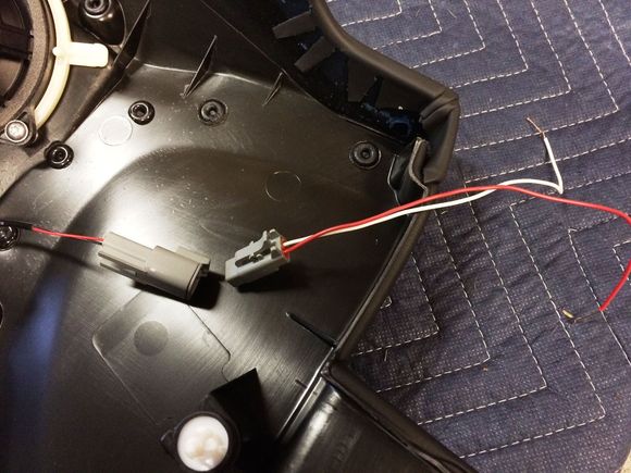 Here is the plugs I went with. They are from AMP but you can really get any small two-wire plugs. These have "solder" style pins/sockets as it is easier than buying the proper crimp tool for only a few ends. These are water tight and were about $8.00 a set.