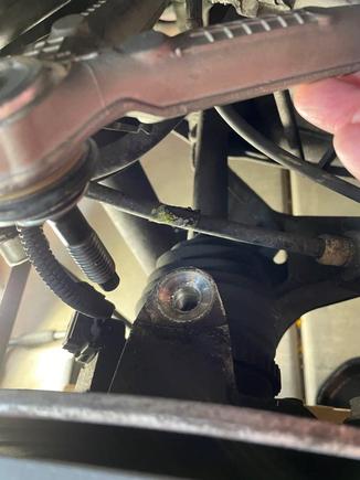 Notice that the mating hole is around 1" forward compared to the ball joint threaded shaft.